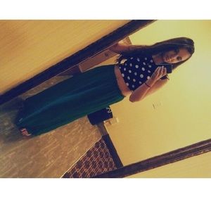 Forever 21 Green Side Slit Chiffon Maxi Skirt